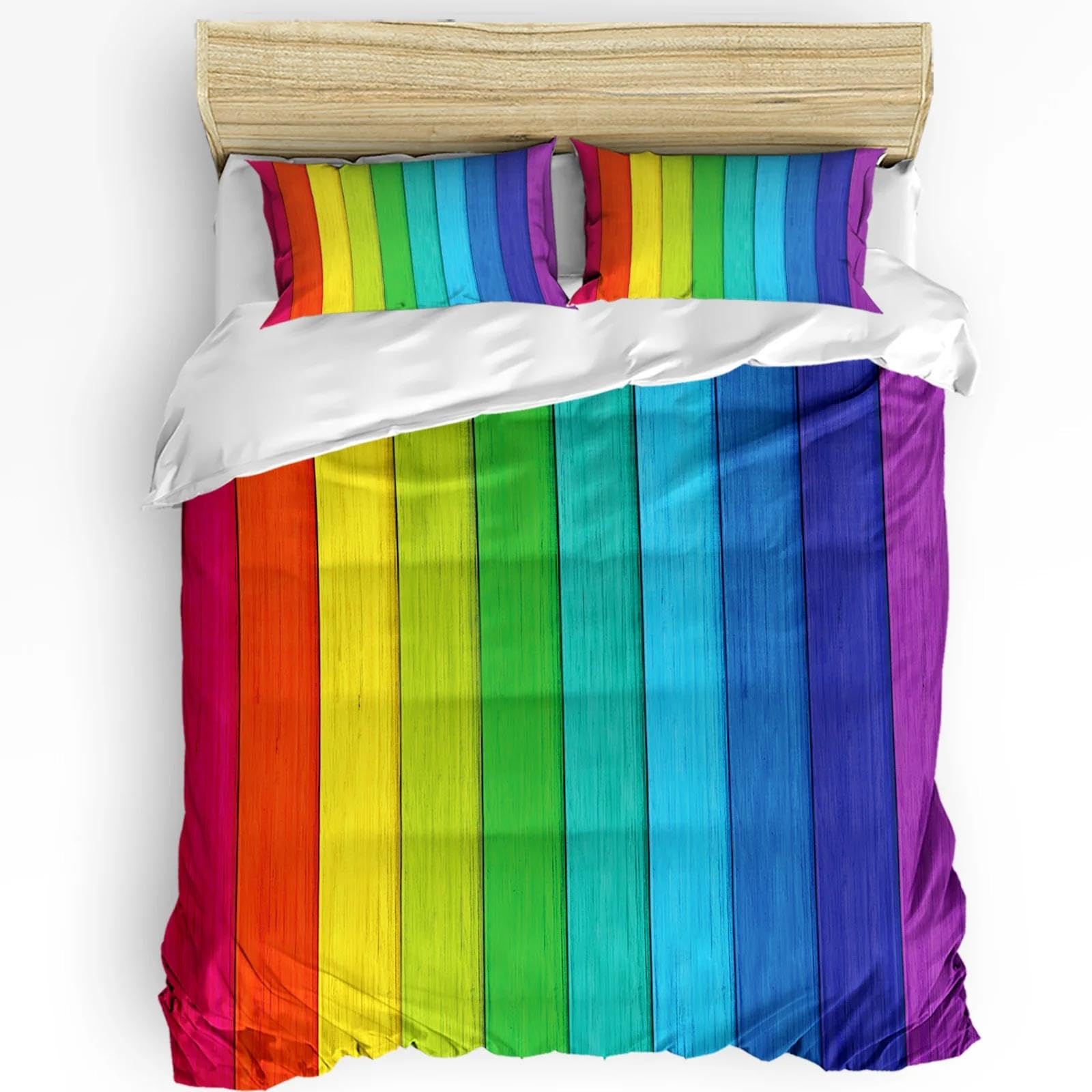 Housse de Couette Vintage Arc-en-Ciel pour Chambre Double Cosy