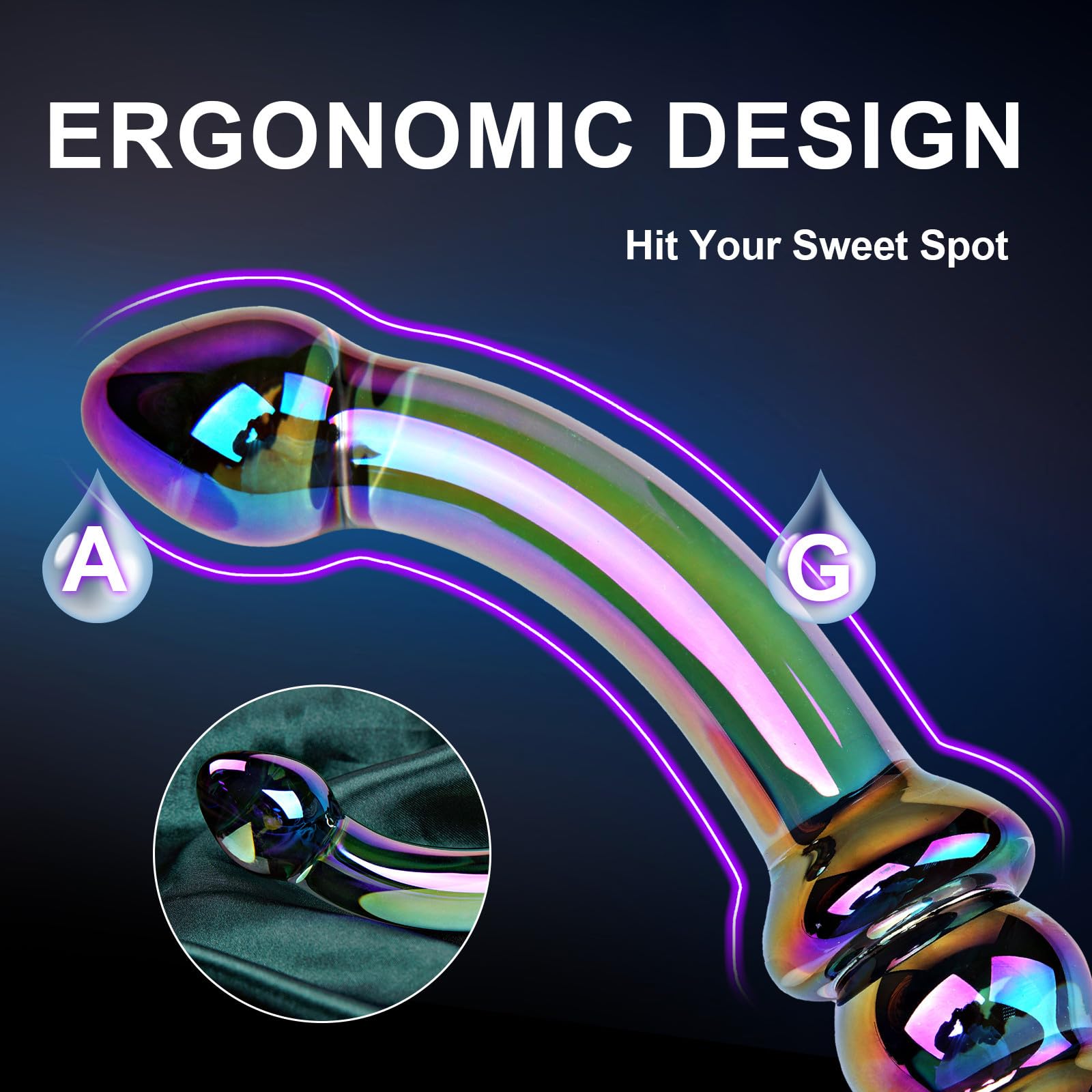 Small Colored Crystal Glass Double-Ended Dildo for Beginner, Cute Double-Ended Anal Bead Plug for G-Spot Stimulation, Glass Anal Plug Dildo Curved Pleasure Wand Prostate Massager Sex Toy for Men Women: Beads-Small
