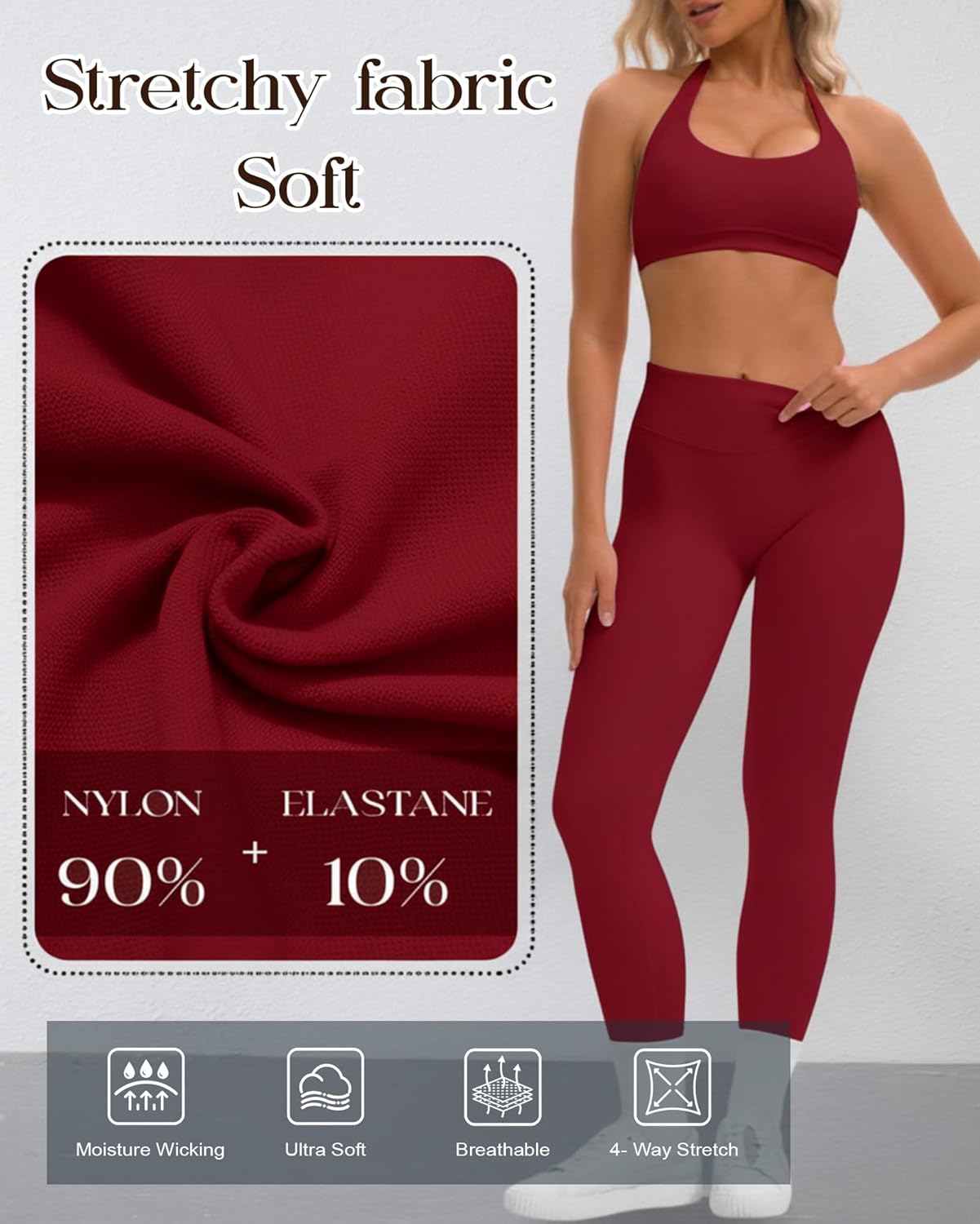 Coume Women Workout Set 2 Piece Seamless Halter Bra Scrunch Butt Lifting Leggings High Waisted Sports Gym Yoga Matching Set - Image 5