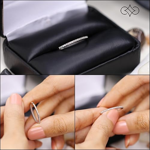 Miniatura 3 de Dazzlingrock Collection 0.08 Cttw Anillo de boda de diamantes para mujer, anillo de boda de diamante blanco redondo natural real, minimalista