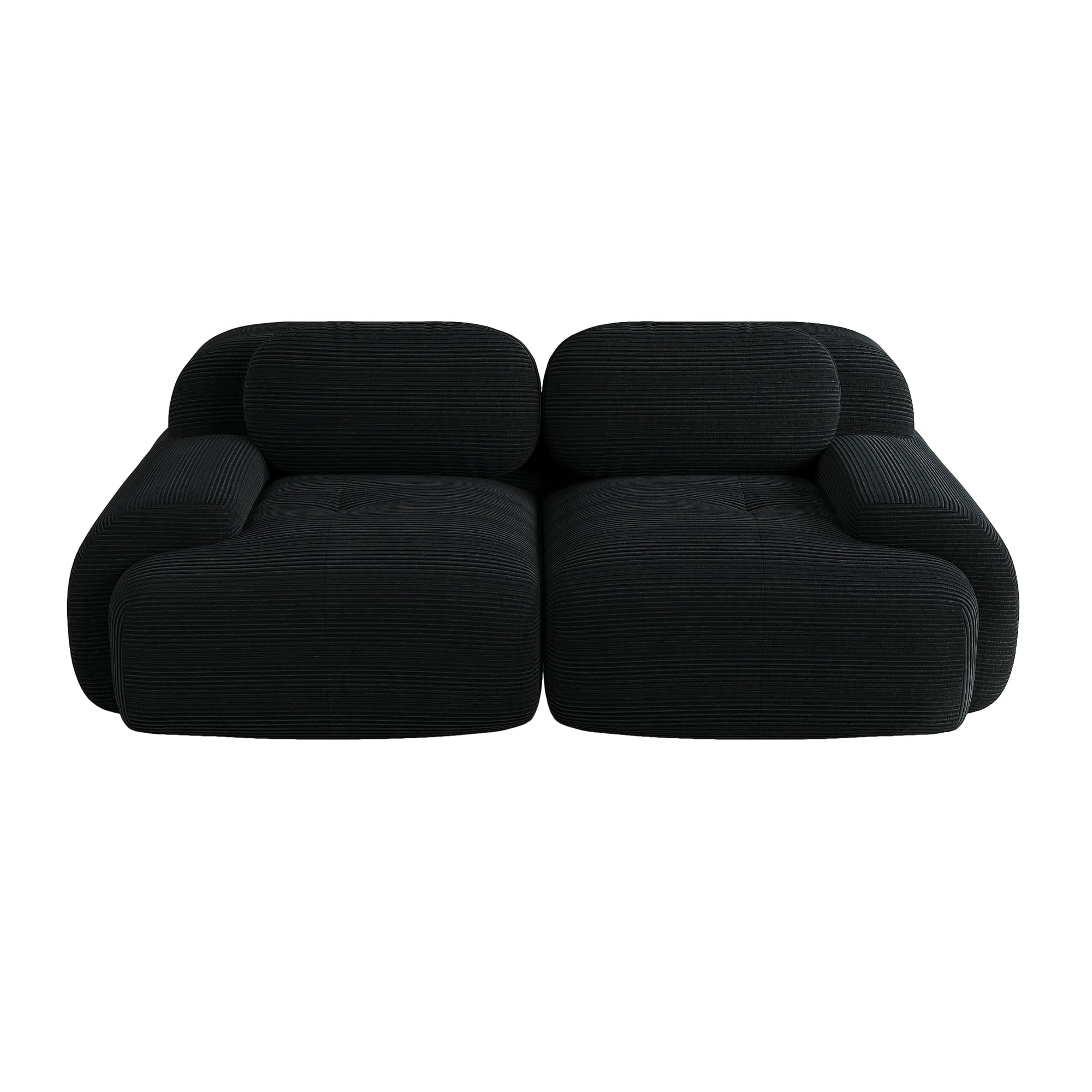 Divano Loveseat in tessuto di velluto modulare combinabile con braccioli curvi, fondo antiscivolo, imbottitura altamente elastica per soggiorno, camera da letto e home theater, colore nero