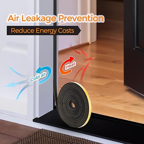Miniatura 2 de Tira de sellado de puerta de 1 ancho x 38 pulgadas de alto, cinta aislante de puerta, cinta de espuma de alta densidad para marco de puerta,