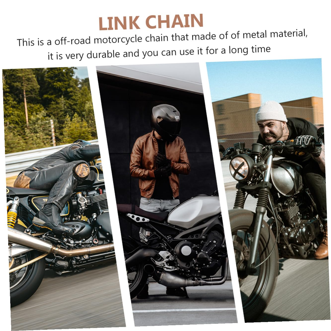 iplusmile Gliedrige Motorradkette Gliederkette mit Kettennieter für Offroad Robust und Rostgeschützt Einfach zu Montieren