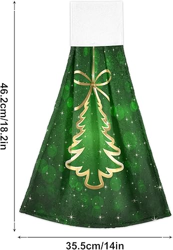 Miniatura 3 de Fondo verde con árbol de Navidad, toallas de cocina colgantes, 2 piezas, toallas de baño de mano, toallas de cocina, toalla de corbata, paños de té