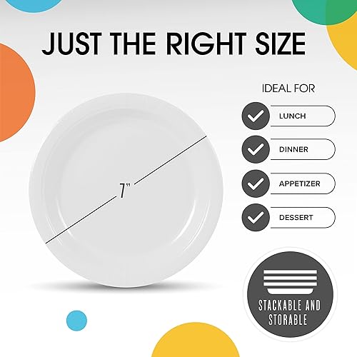 Miniatura 20 de Exquisite Platos de papel azul oscuro desechables de 7 pulgadas, color azul oscuro, platos desechables para fiestas, 100 unidades, platos de papel