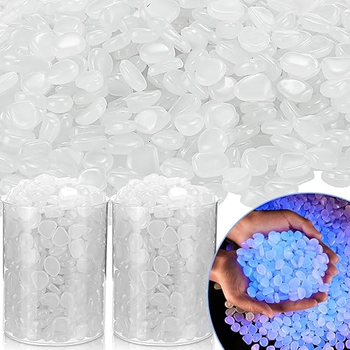 Miniatura 7 de Sasylvia 6000 piezas de rocas que brillan en la oscuridad que brillan en la oscuridad, piedras brillantes para jardín al aire libre, piedras