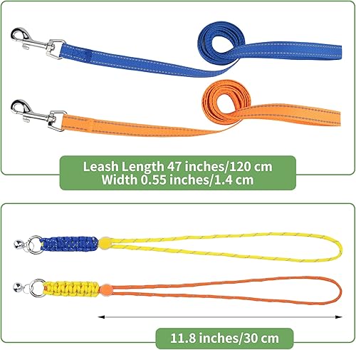 2pcs Figure 8 Harness and Leash with Reflective Strap and Bell for Ferrets, Rabbits, Bearded Dragon, Guinea Pig, Chinchilla and Hamster Small Animal Harness (Blue+Pink)(Blue+Orange)