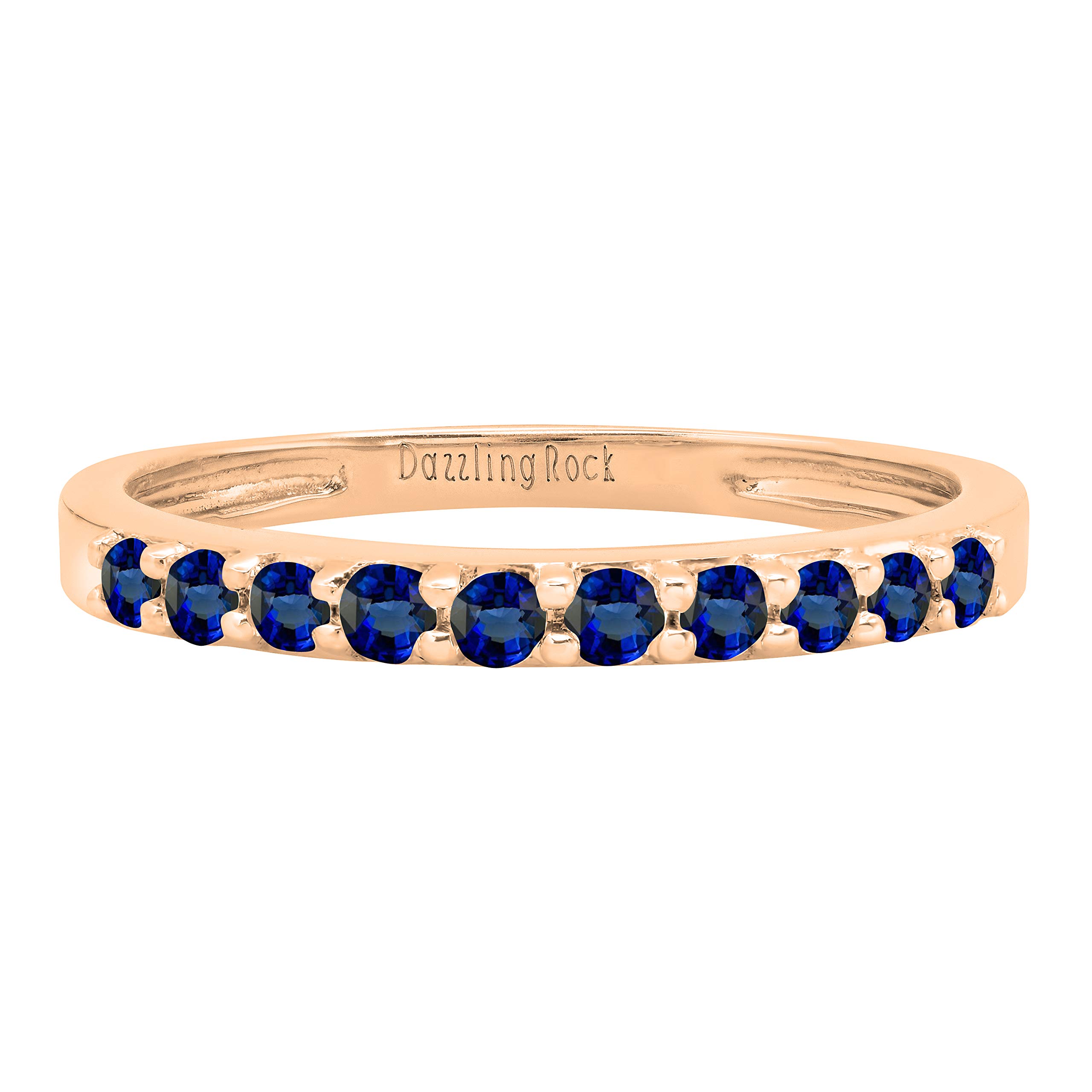 DazzlingRock Collection 10 quilates oro rosa redonda Blue zafiro sintético azul