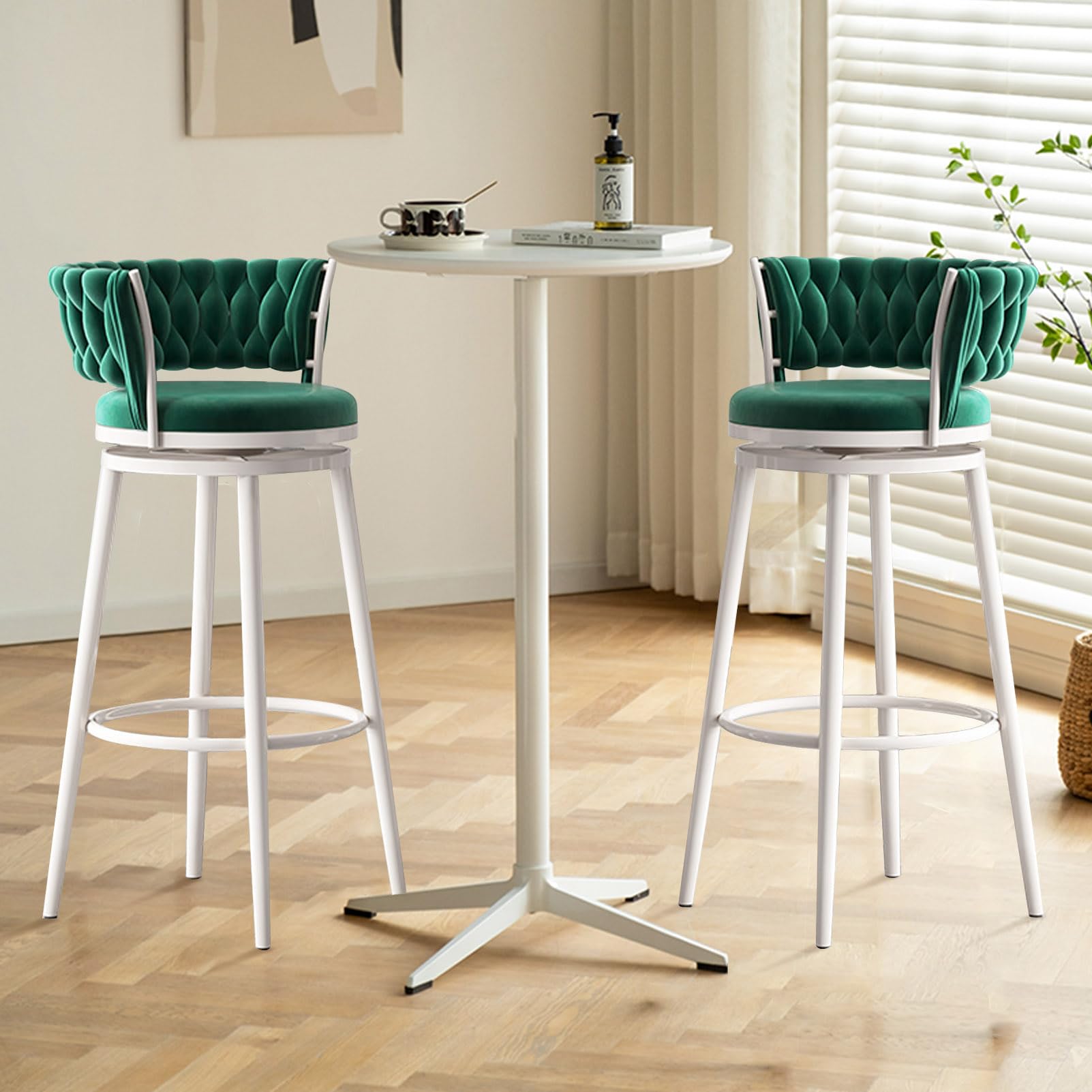 Amazon｜ベルベットバースツール2個セット、カウンターハイトバース