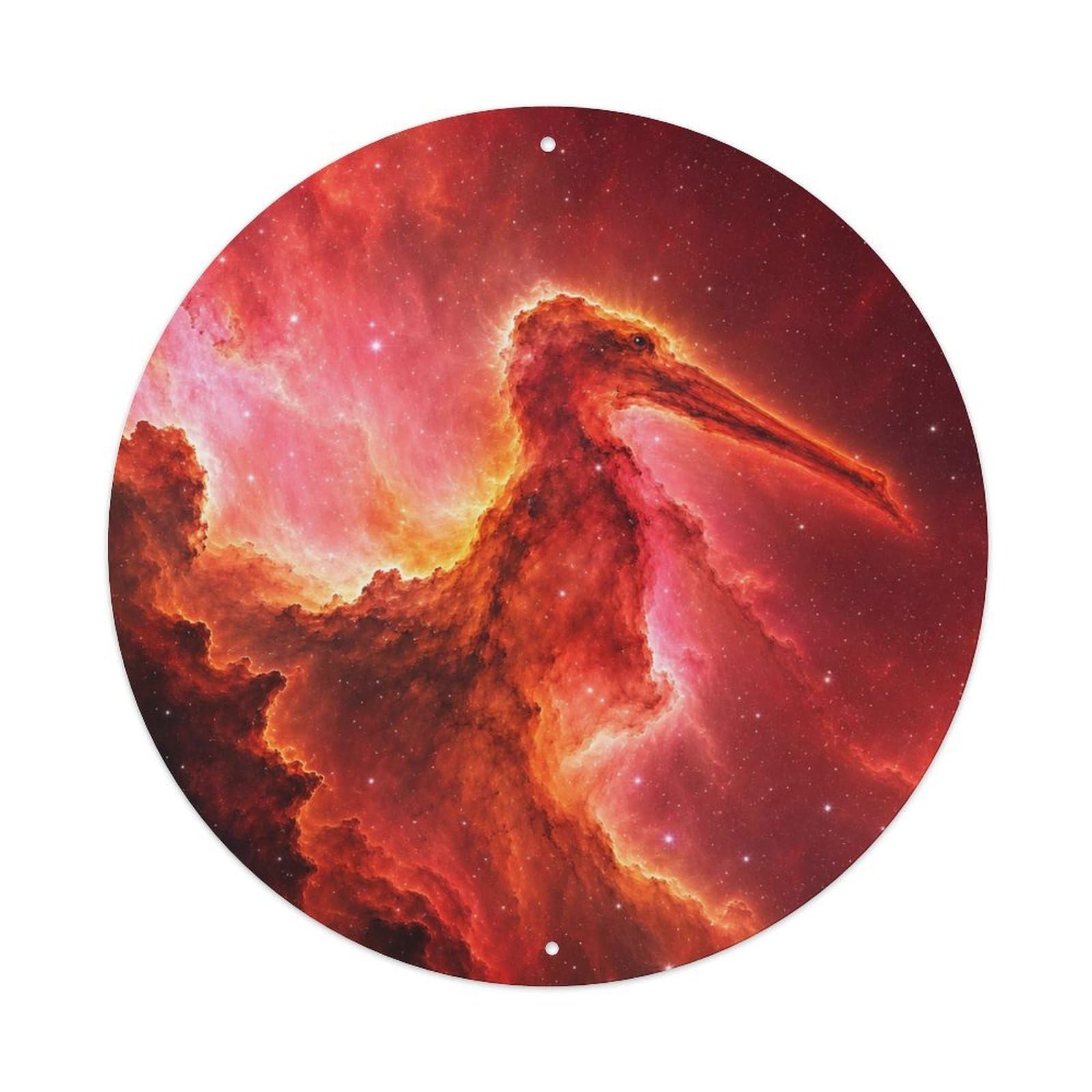 Okngb Style Observatory Pelican Nebula Cosmic Night Sky Celestial Metal Tin Sign Plaque Wall Decor For Cafe, Man Cave, Club Bar, Office, Home Garden Round Metal Poster 8X8inch