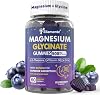 Gomitas de Glicinato de Magnesio 500mg para Niños 6+ y Adultos, Alta Absorción, 60 unidades | Ayuda para Dormir para Niños con Glicina, L-Teanina, B6, Zinc para Sueño, Calma, Relajación, Músculos, Sin Melatonina, Sin Azúcar 1