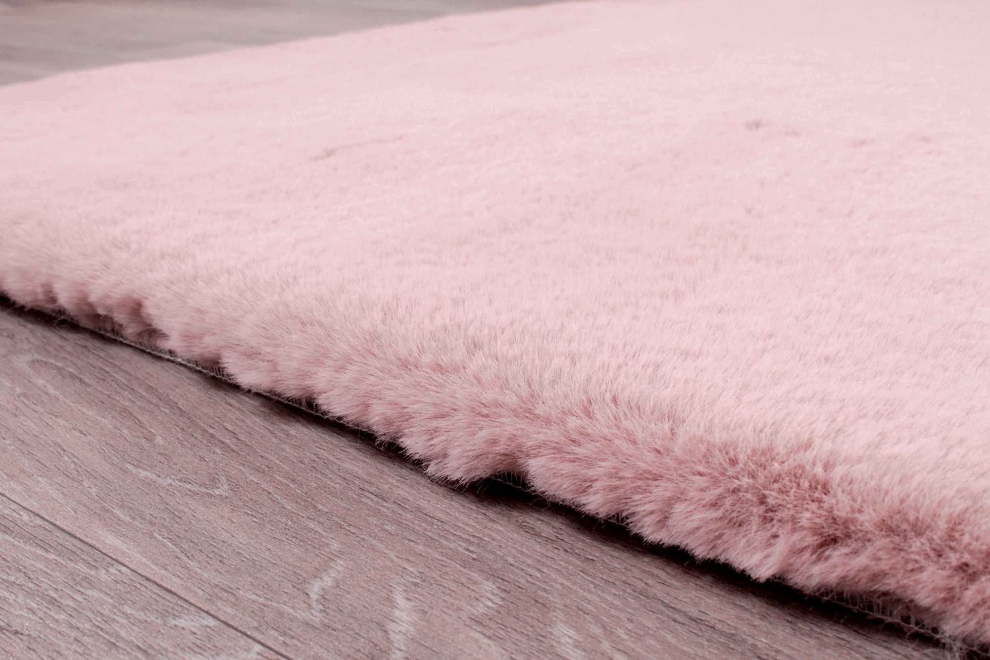 Luxe - Alfombra de piel sintética súper suave y esponjosa en color plateado, rosa rubor, marfil, carbón, beige, rojo y natural (rosa rubor, 80 x 150 cm)