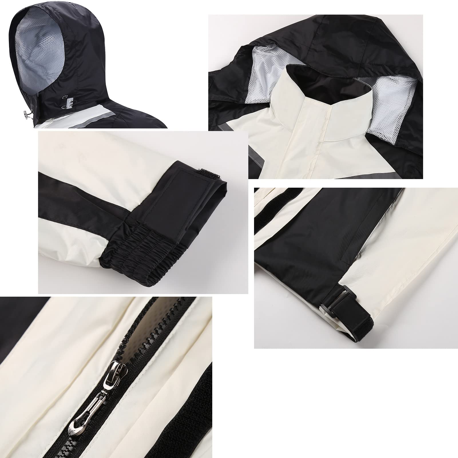 Wiatroszczelny płaszcz przeciwdeszczowy z kapturem Odzież robocza Odzież przeciwdeszczowa Unisex Kombinezony rowerowe,Płaszcz przeciwdeszczowy(White,3XL)