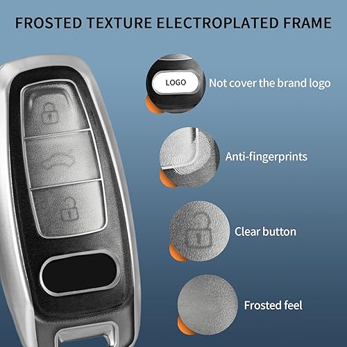 Miniatura 2 de TANGSEN Funda inteligente para llavero compatible con Audi A3 A6 A7 A8 E-Tron S3 S6 RS6 S7 RS7 Q7 SQ7 Q8 SQ8 3 4 botones entrada sin llave remoto