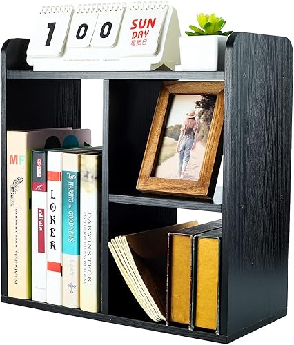 Miniatura 4 de PAG Estante de escritorio independiente de madera pequeña, organizador de suministros de escritorio y accesorios, estante de exhibición de