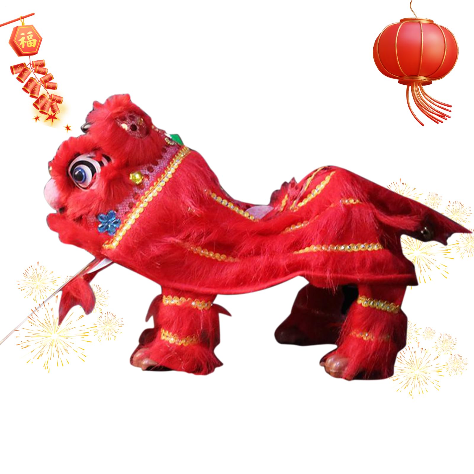 Fadenpuppe Mit Stock, Löwentanz Traditionelle Chinesische Marionette Mit Faden Und Stab, Handgefertigtes Kunsthandwerk Spielzeug Für Feste Heimunterhaltung Kunst, Lokale Theateraufführungen