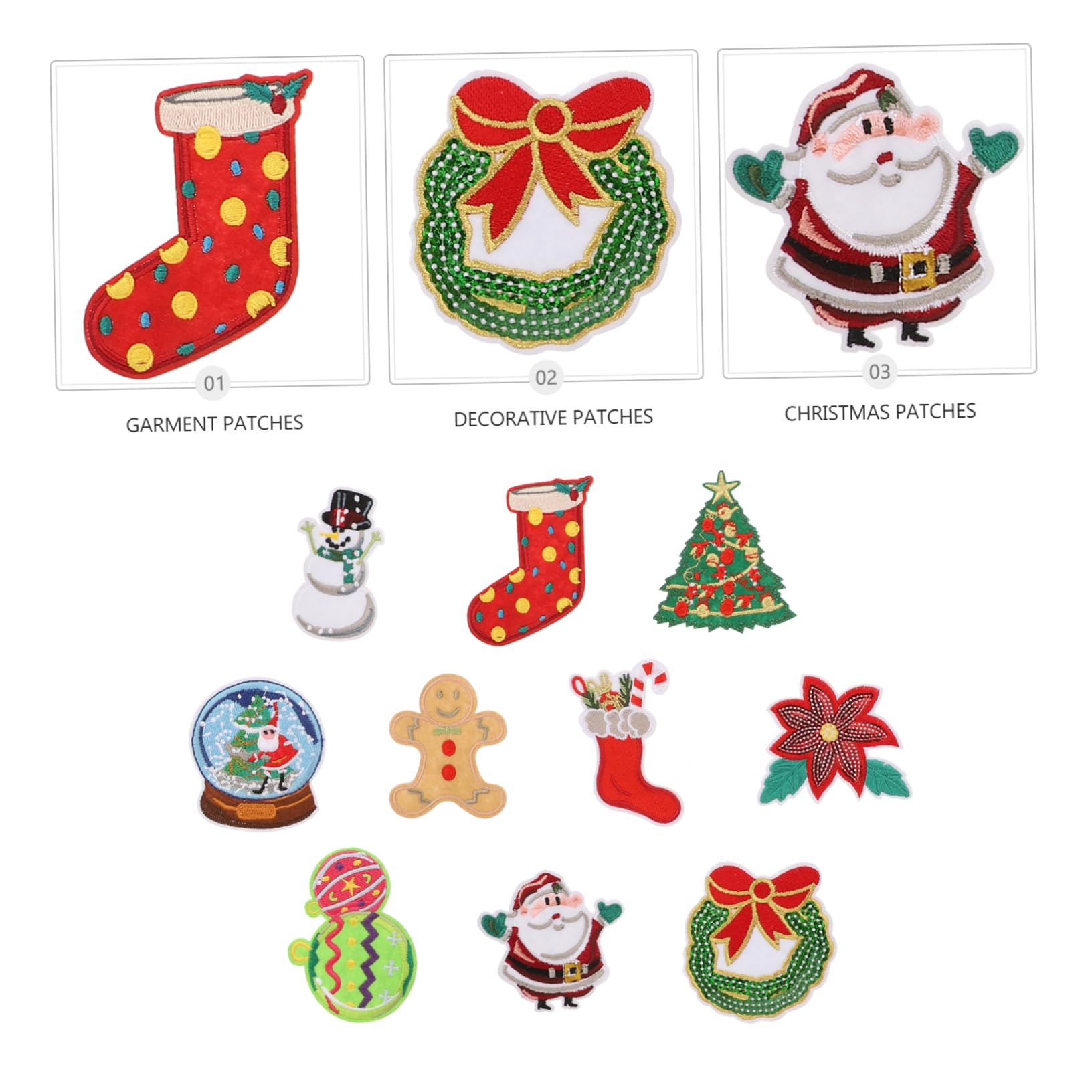 Angoily 50 Pièces de Couture de Noël Décoratifs Appliques Vêtements DIY Ornements Textiles Durables pour Personnalisation et Réparation