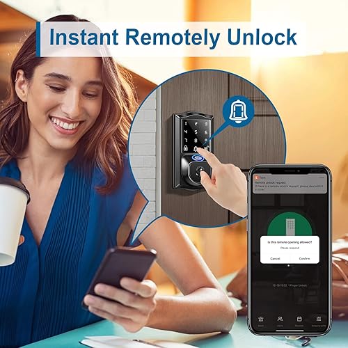 Miniatura 4 de VOLIBeL Cerradura de puerta inteligente Wi-Fi, cerradura de puerta de huellas dactilares con Wi-Fi integrado, cerradura de puerta de entrada sin