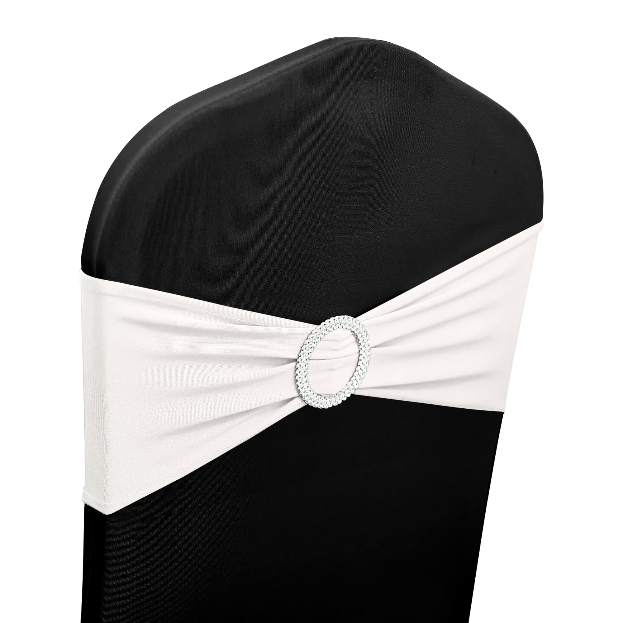 Event Decor Shop Chair Sashes with Slider Buckle, White, 25pcs