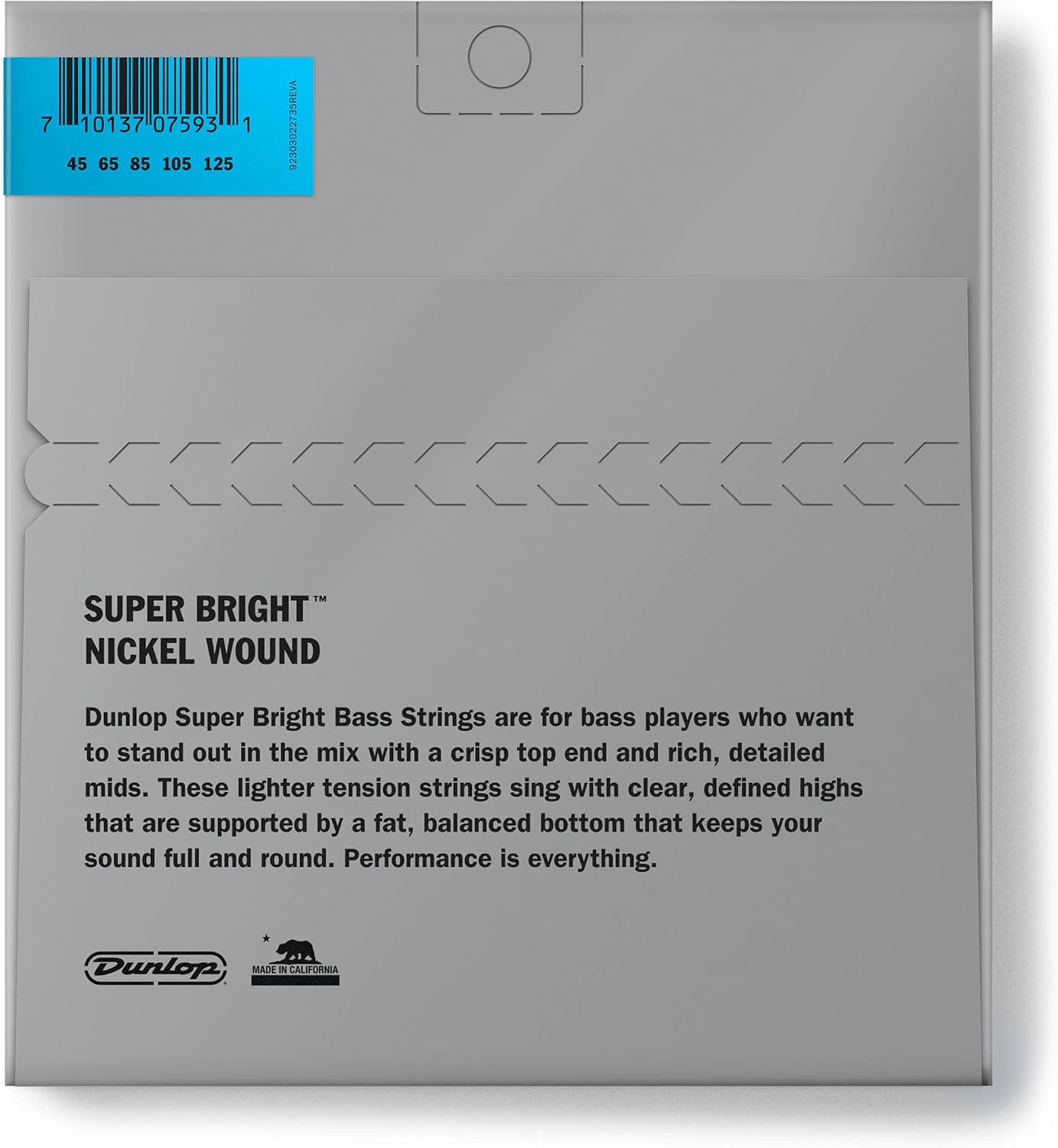 Dunlop DBSBN45125 Super Bright Bass Strings, Nickel Wound, Medium, .045–.125, 5 Strings/Set