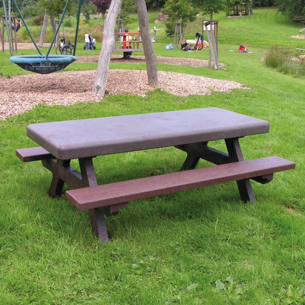 hanit Kindersitzgruppe FORIO | 150 x 108 x 57cm | braun | wetterfester Outdoor Kinderpicknicktisch aus Recycling Kunststoff