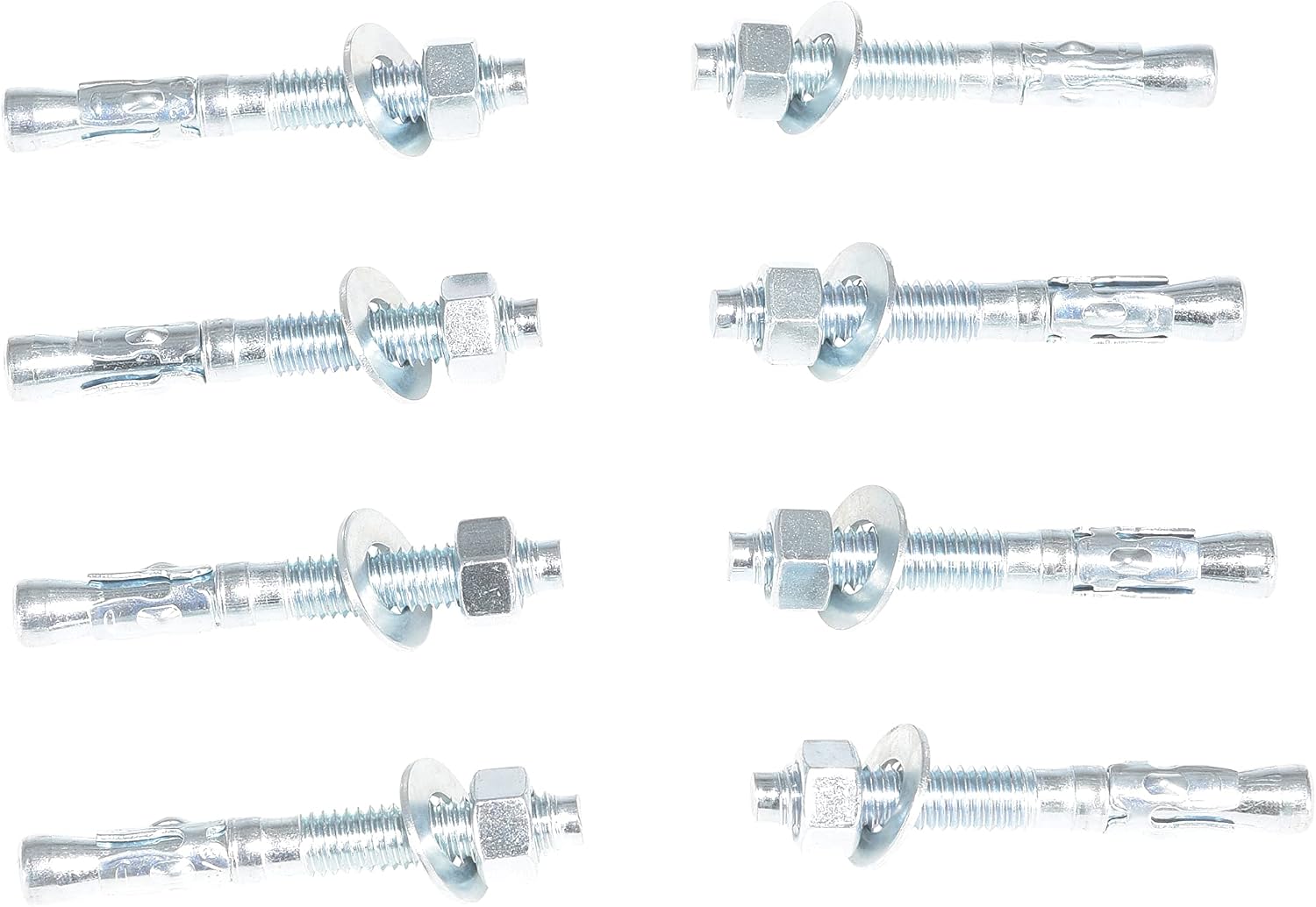 Vestil AS-383-8PK Steel Concrete Sleeve Anchor Bolts 8 Pack 3/8 in. x 3 in. Silver