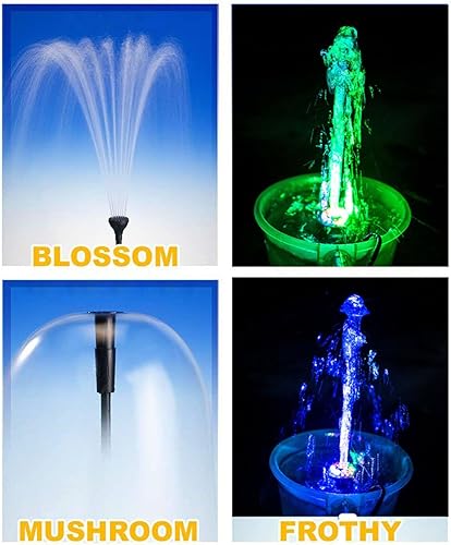 Miniatura 2 de Lewisia Kit de bomba de agua de fuente con cabezal de pulverización de hongos y flores 12 luces LED de 6 pies cable listado ideal para Koi Goldfish