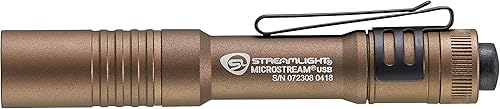 Miniatura 2 de Linterna de bolsillo MicroStream Streamlight 66608 de 250 lúmenes recargable con cable coyote USB de 5 pulgadas empaquetado en cápsula