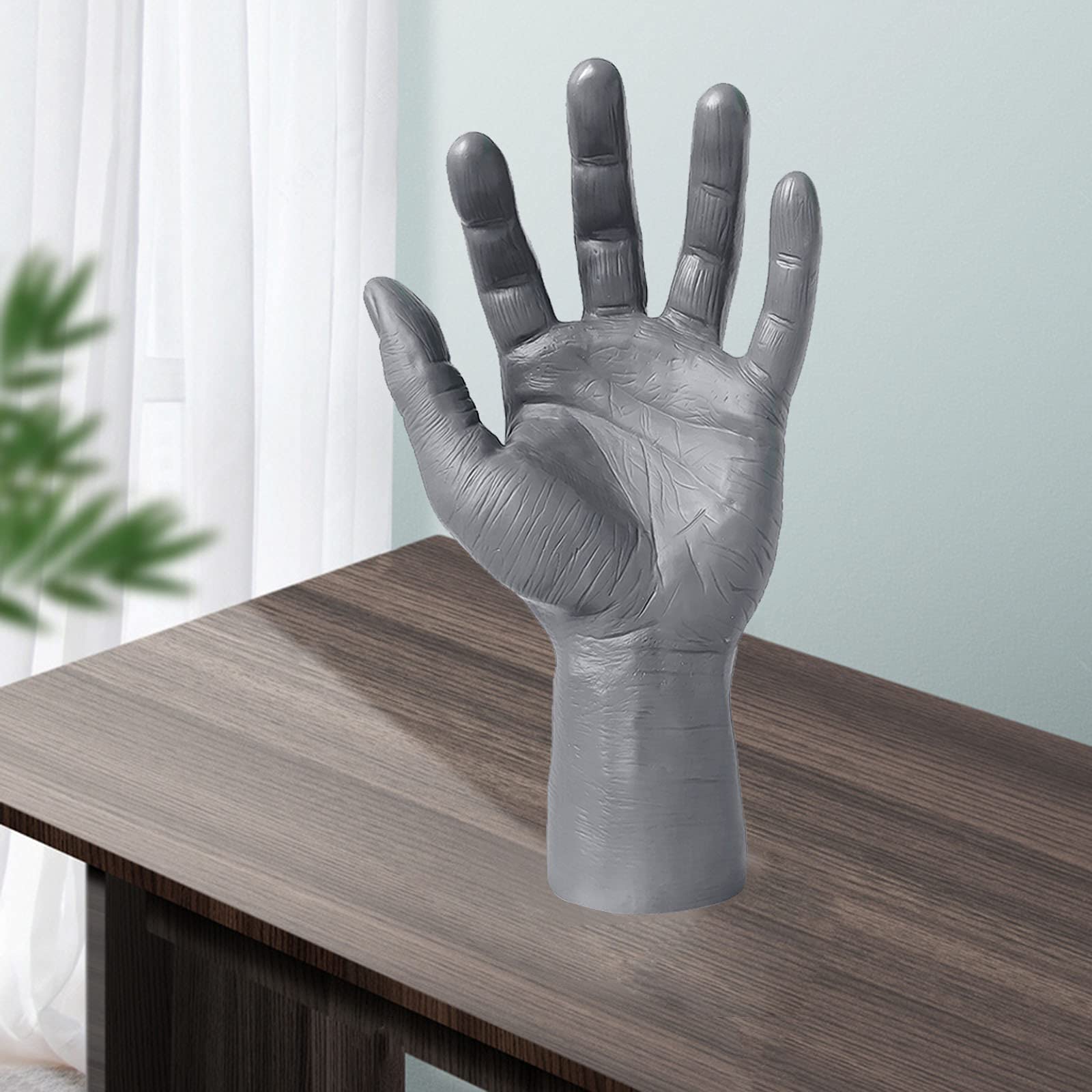 U/ D PVC Mannelijke Mannequin Linkerhand Mannen Hand Model Displays Sieraden Armband Handschoen Organizer Stand Houder Toon voor Home Decor Grijs (Links