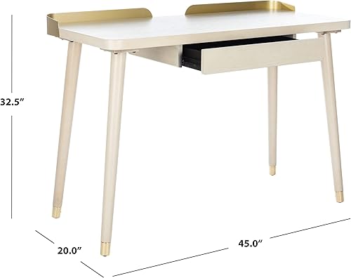 Miniatura 2 de Safavieh Escritorio moderno de 1 cajón blanco lavado y dorado