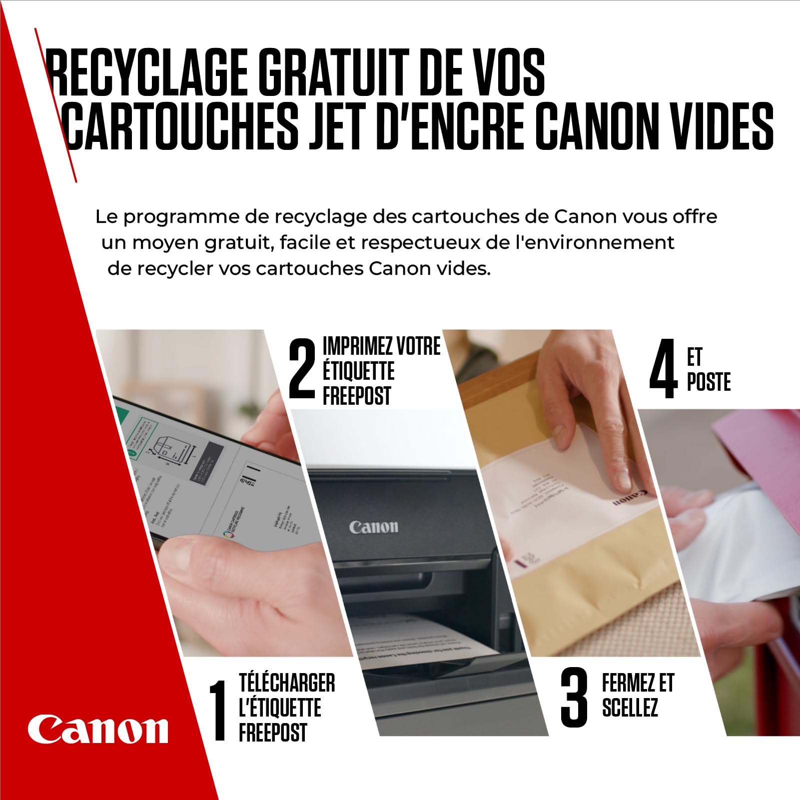 Canon Cartouche Encre - PGI-1500 C M Y BK Cartouches d'encre Couleur Authentiques pour imprimante - 4 Packs (1 x Noir, 1 x Cyan, 1 x Magenta & 1 x Jaune)