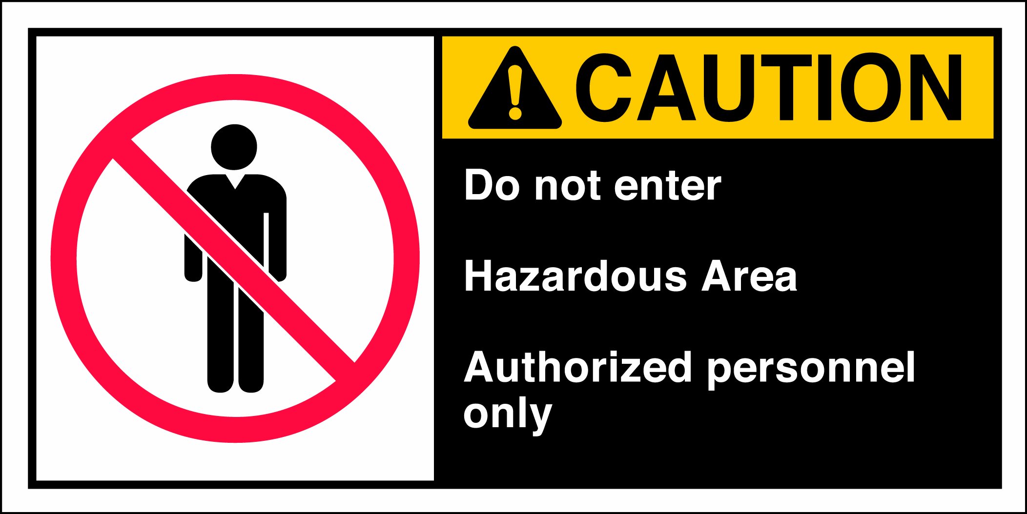 Brady 96160 Self Sticking Polyester Cema Safety Label , Yellow/ White On Black, 2 1/2" Height x 5" Width, Legend "Do Not Enter Hazardous Area Authorized Labels personnel Only (W/Picto)" (5 Labels per Package)