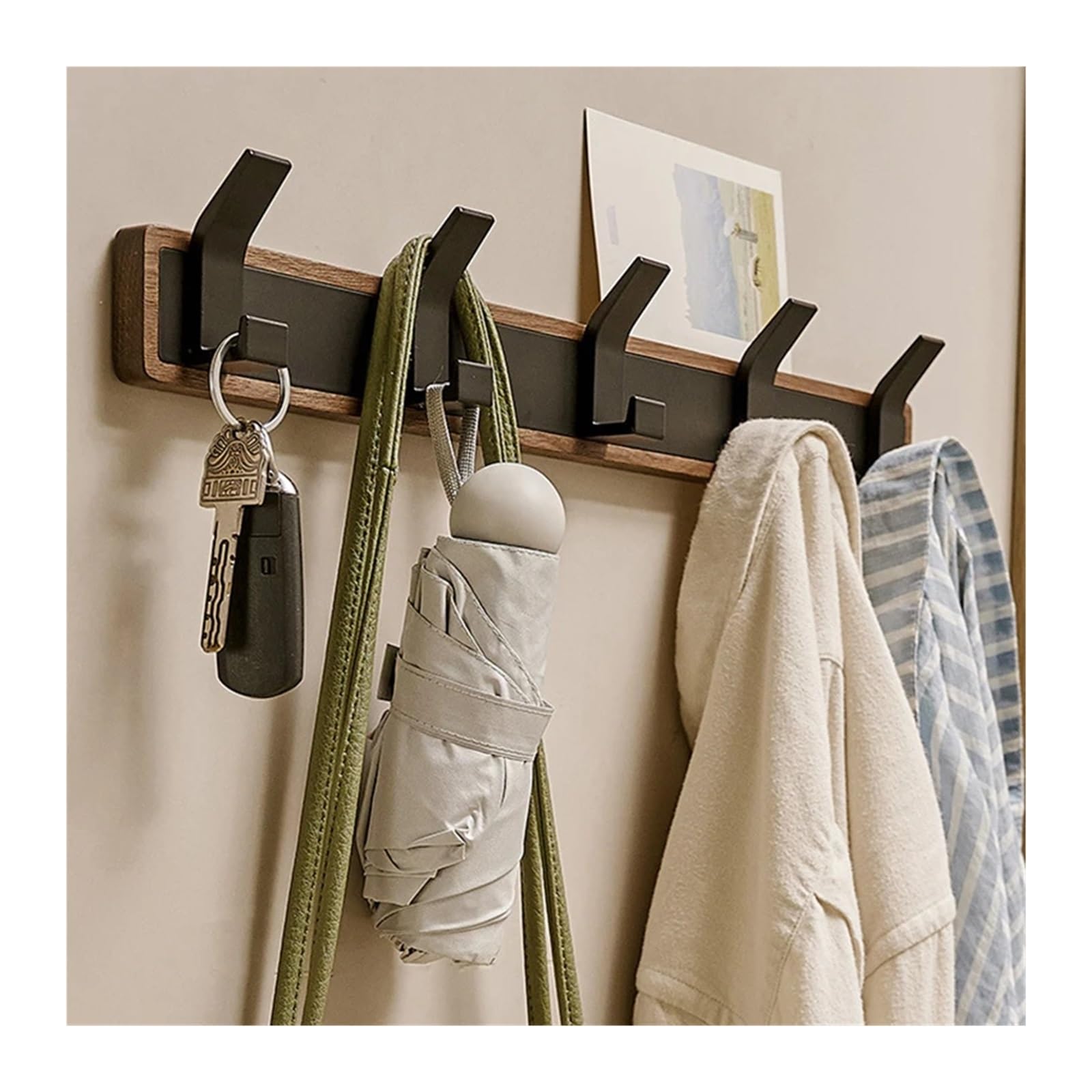 Gancho Para La Puerta Gancho de pared madera, perchero colgante for baño, cocina, dormitorio, pasillo(5 hooks)