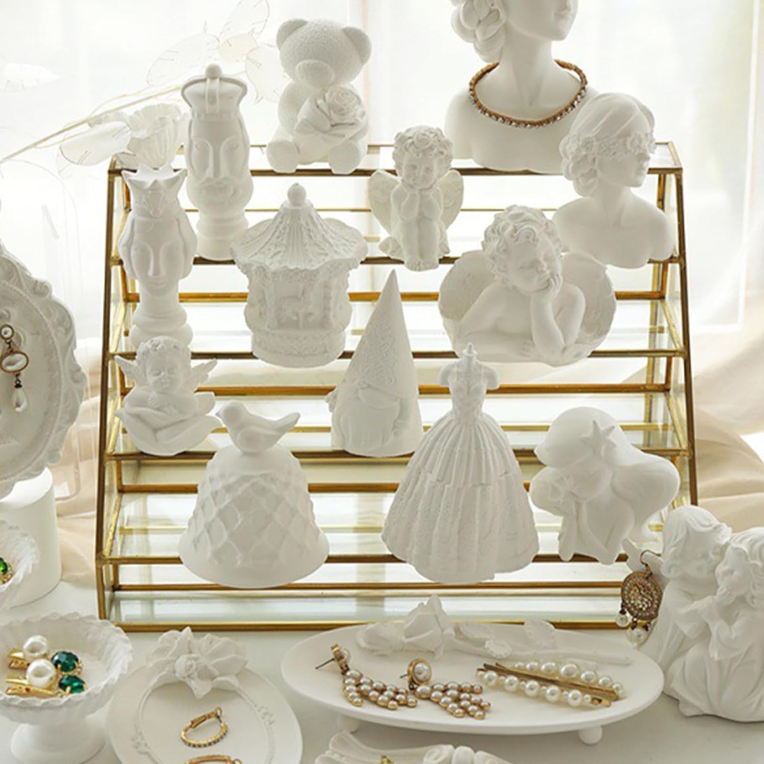 HURRISE Nail Polish Display Rack, Nail Polish Organizer,Multi-Layer Desk Shelf Glass Nail Polish Display Nail Polish Nail Art Storage Cosmetic For Nail Polish Organizer Shelf(S)