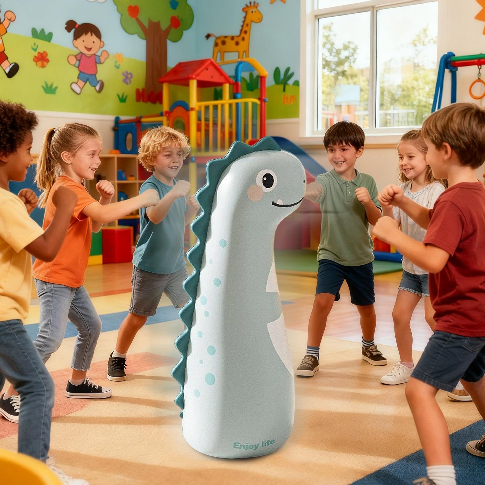 Borsa da boxe gonfiabile per 119 cm Borsa da boxe gonfiabile Junior con guanti | Borsa Da Corsa Interno Per Bambini Per Allenamento All'Aperto Esercizio Sport Intrattenimento