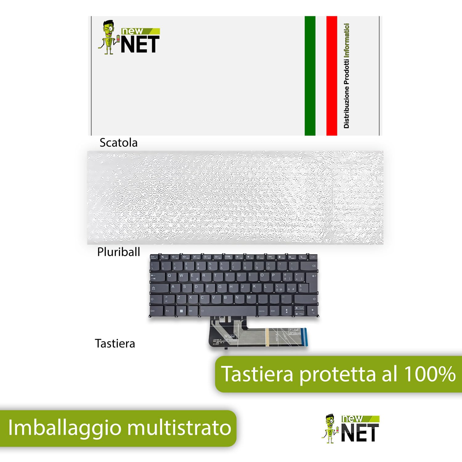 Tastiera Compatibile Lenovo Ideapad Flex 5-14ALC05 5-14ARE05 Retroilluminata Layout ITA Grigio