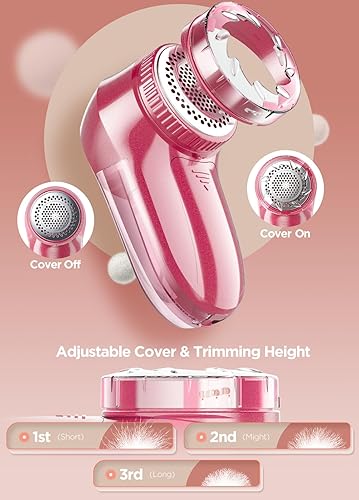 Miniatura 4 de Bymore - Afeitadora de tela, removedor de pelusas, desfuzzer de suéter para ropa y muebles, adaptador de CA o removedor de pelusa a pilas (rojo