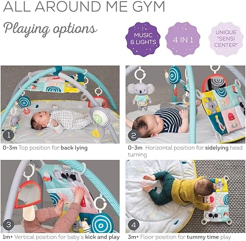 Miniatura 8 de Taf Toys Gimnasio 4 en 1 con música y luz All Around Me Baby Activity Gym grueso acolchado con alfombrilla suave y un exclusivo "Sensi-Center" para
