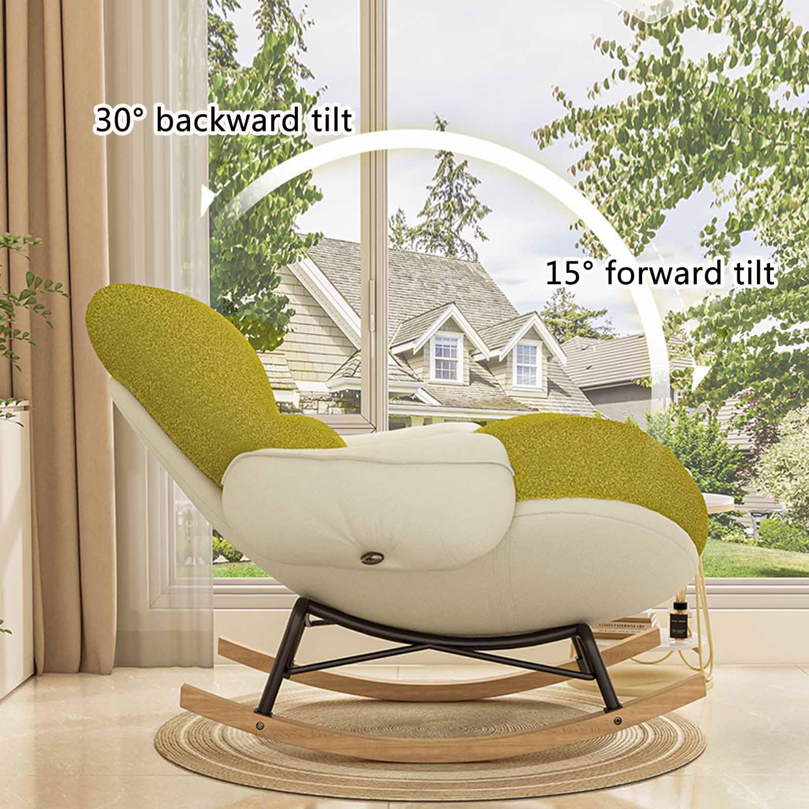 Sillón Mecedor Moderno, Sillón Individual, Sillón Reclinable Tapizado, Sillón Mecedor Para Sala De Estar, Sillón Moderno Para Dormitorio, Sala De Estar, Tela Suave Y Agradable Para La Piel,Gris