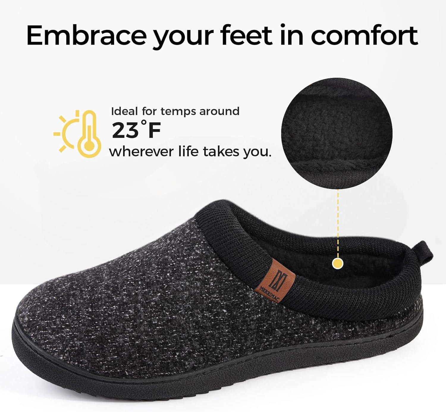 MERRIMAC Men's Slip on Slippers Comfy Memory Foam Non Slip Indoor House Shoes - Image 6