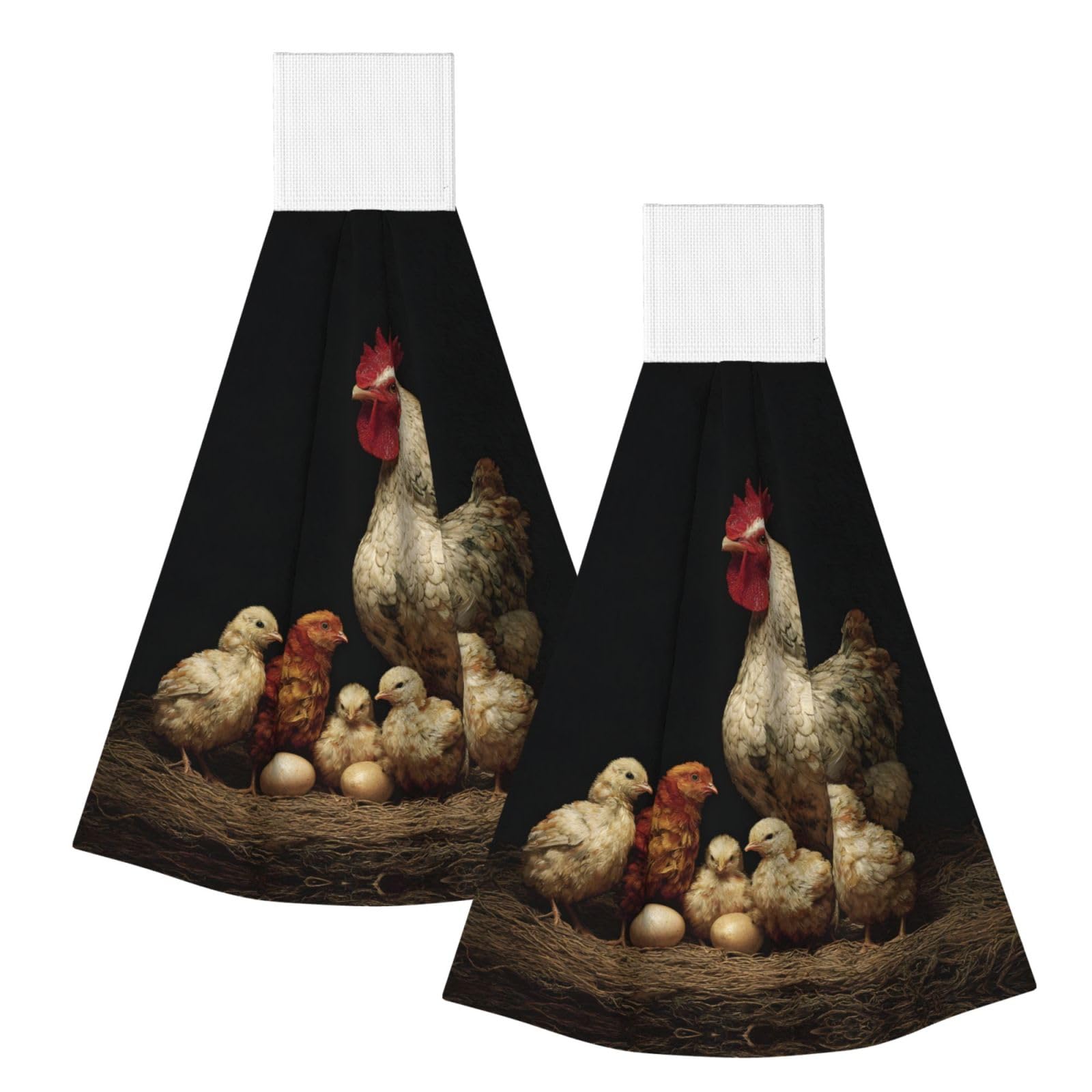 JUANYQME Chickens Printing Hanging Coral Fleece Towel Super Absorbent Soft Towel, Fluffy And Light Quick-Drying Noodles.