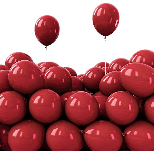 PartyWoo Burgundy Balloons 50pcs 5 Inch Small Dark Chestnut Red Maroon Balloons for Graduation Wedding Thanksgiving Birthday Bachelorette Citizenship Strawberry Theme Party Decorations Red-Y62