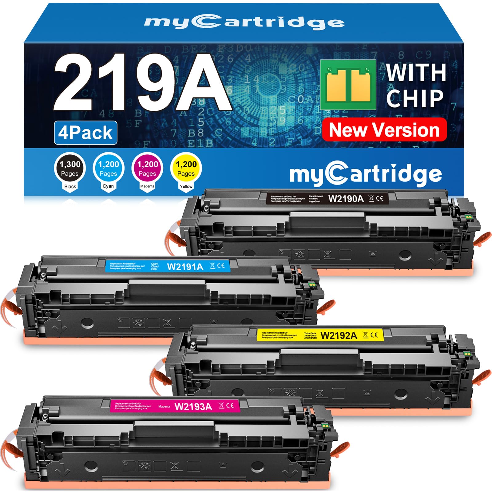 MYCARTRIDGE Ersatz für HP 219A (Mit Chip) für 219X 219A für HP Color LaserJet Pro MFP 3302FDWG Toner für MFP 3302SDWG 3302FDNG für W2190A W2191A W2192A W2193A(4er Pack)
