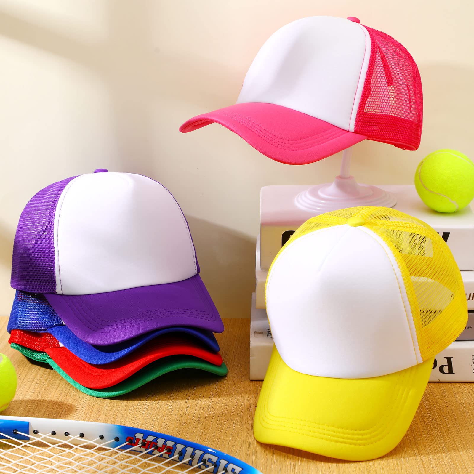 Xtinmee 36 gorras de béisbol unisex de sublimación de malla lisa en blanco gorra de camionero ajustable para hombres y mujeres al aire libre verano bricolaje, Multi, Talla única