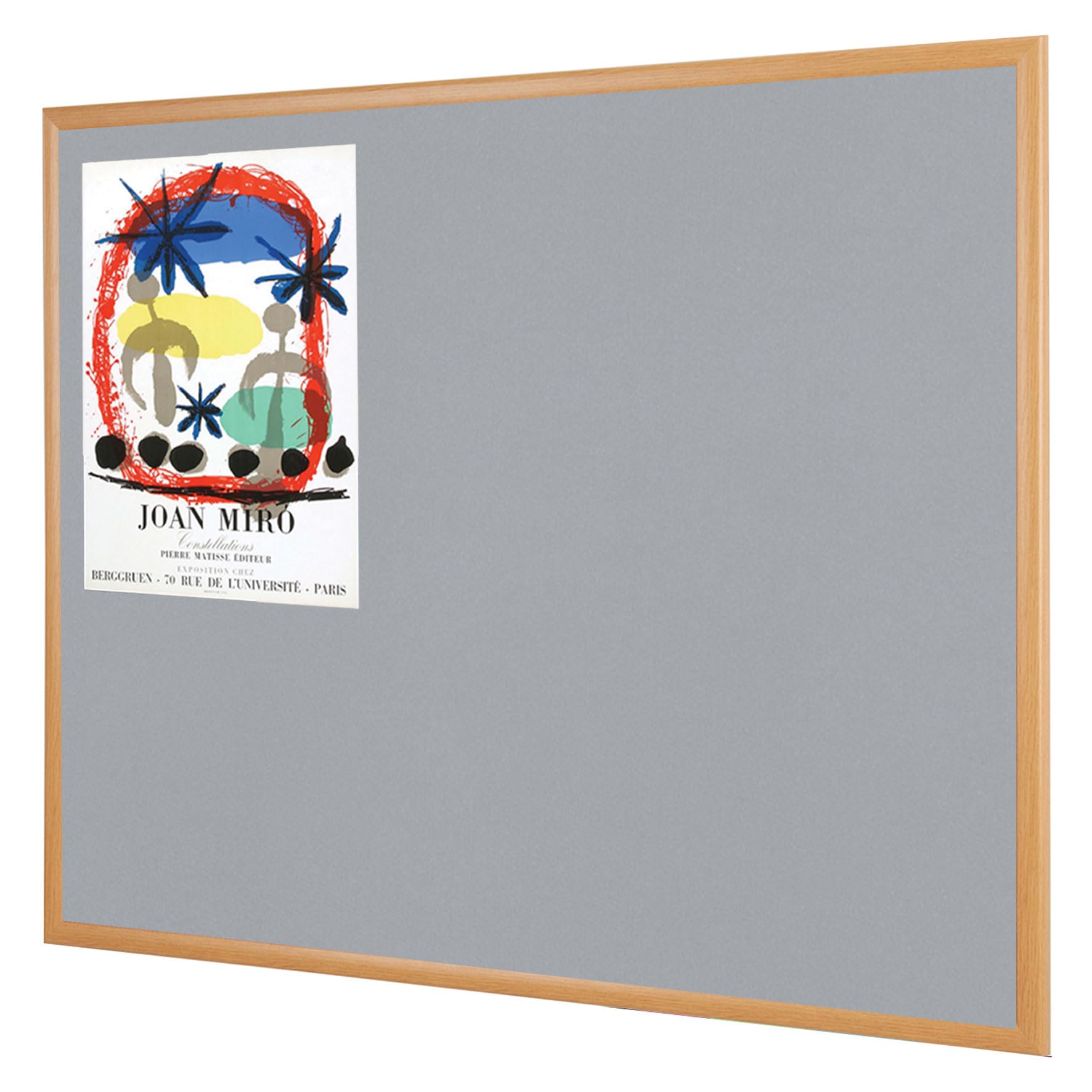 Wonderwall Premier Eco-Friendly Grey Felt Noticeboard, 90 x 60 cm, Light Oak Wooden Effect Frame - Ideal for Office, School, Healthcare, Library