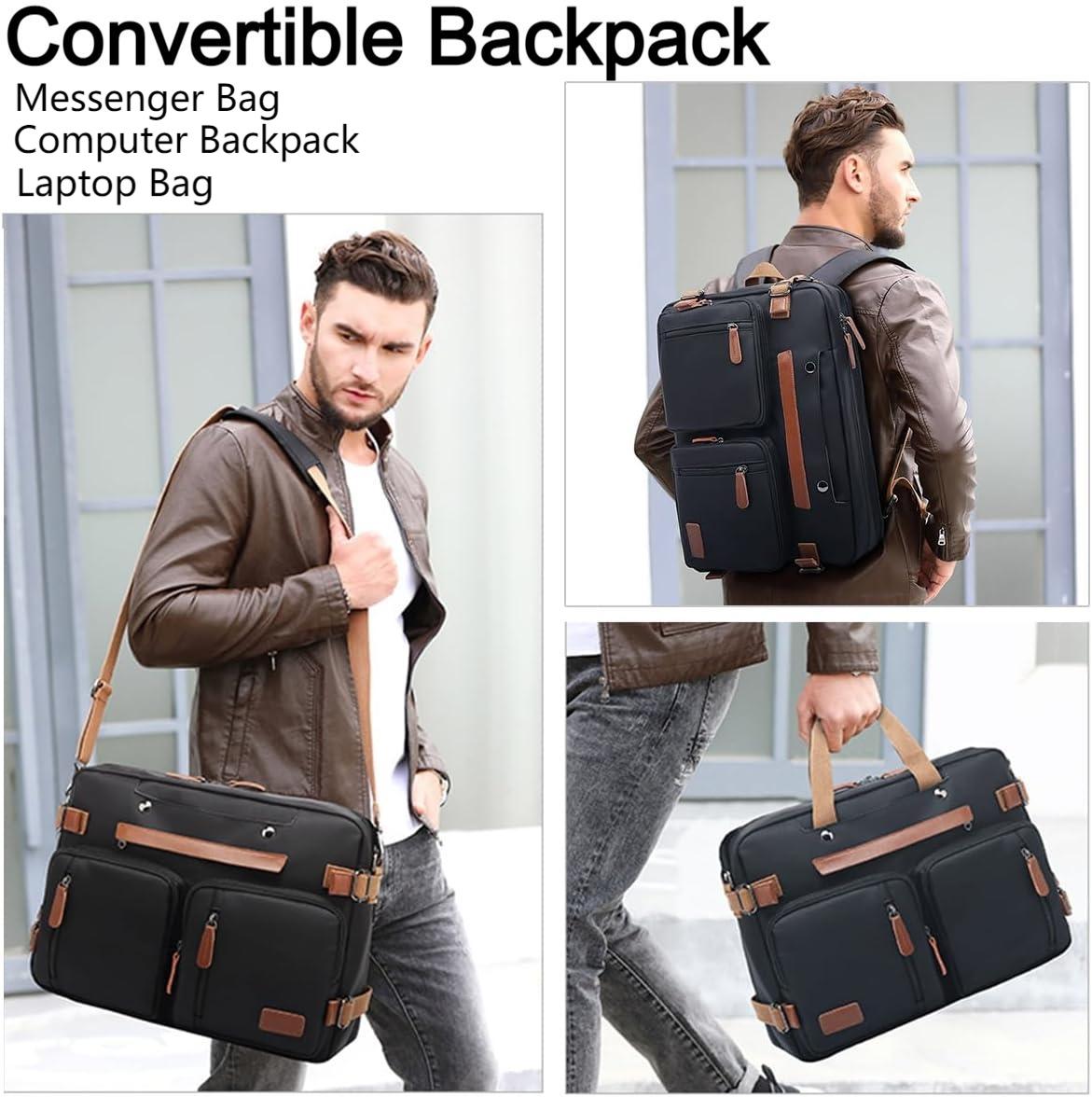 MOLNIA 3 in 1 Laptop Bag for Men, 17.3 Inch Work Bags for Men, Laptop Backpack, Briefcases, Messenger Bag, Computer Bags for Laptops for Men Women, Black : Electronics