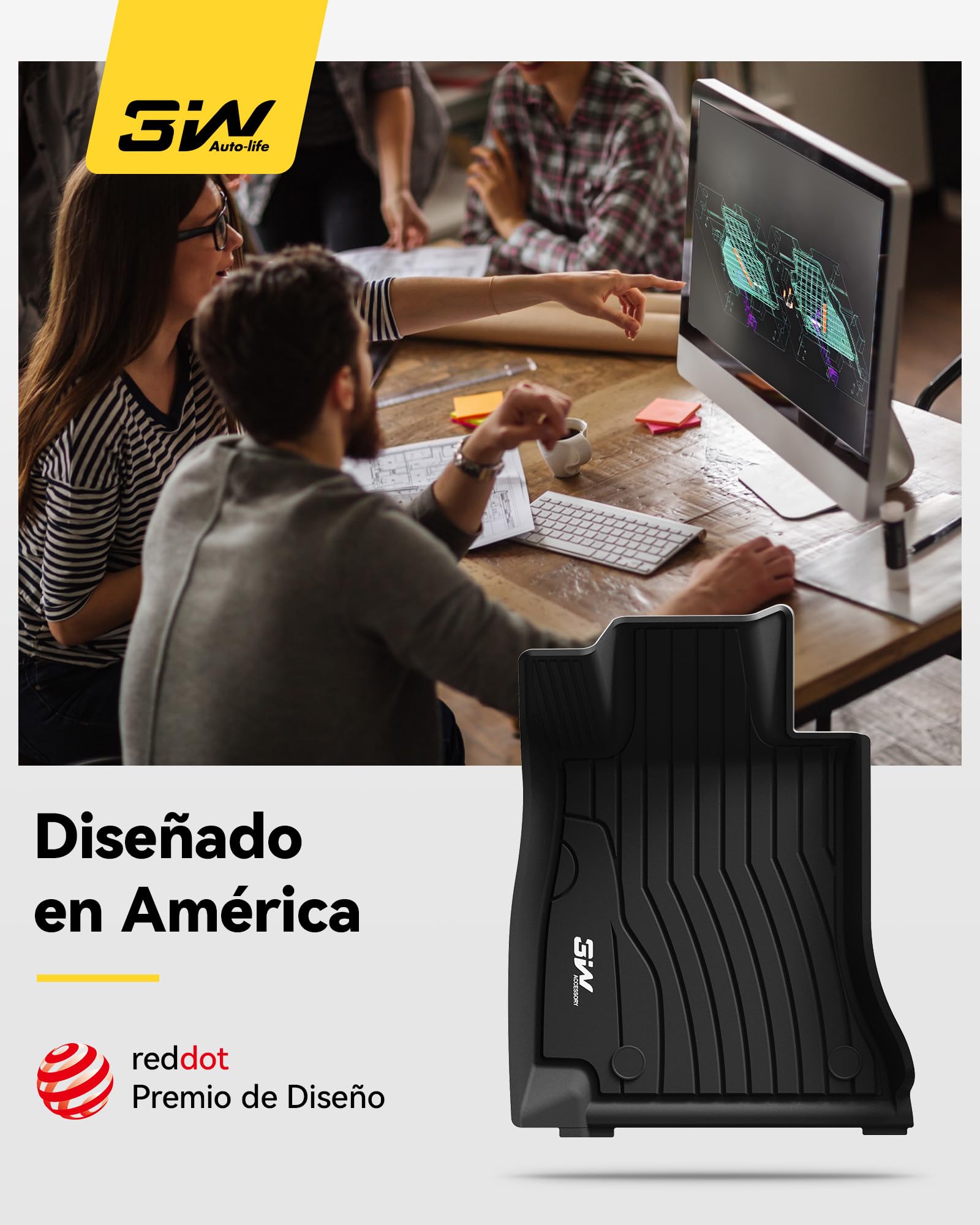 3W Alfombrillas de Coche y Maletero para Mercedes Benz C Clase Sedán/Station Wagon W206 2022-2025, TPE Alfombrillas para Todo Tipo de Clima para Benz C Clase la 1ª y 2ª Fila Juego Completo, Accesorios