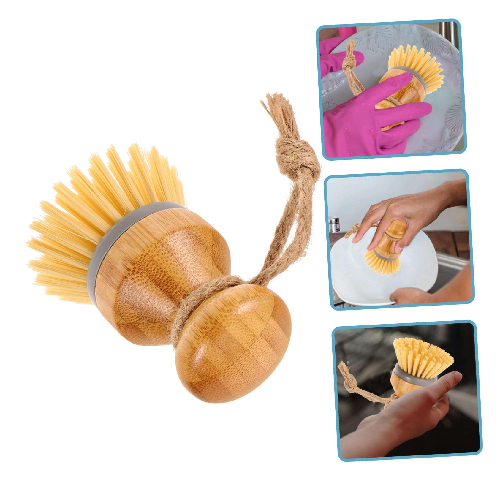 DECHOUS 5 Pièces Brosse à Vaisselle de Cuisine Portable des Produits Nettoyeur grattoir Petite Brosse de Nettoyage à récurer ustensiles de Cuisine de e en Bois