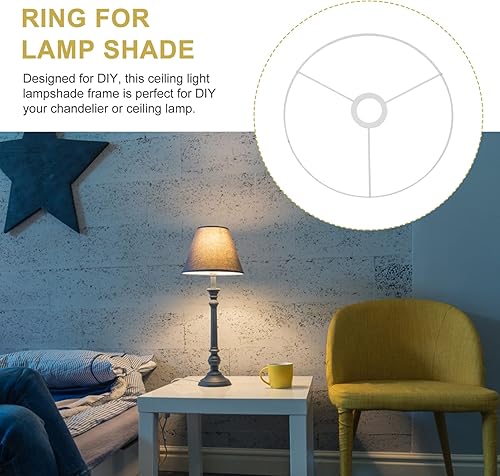 Miniatura 6 de Beaupretty Anillo cuadrado para lámpara E27, anillo de tambor para bricolaje, marco de lámpara, soporte de sombra, anillo de alambre de hierro