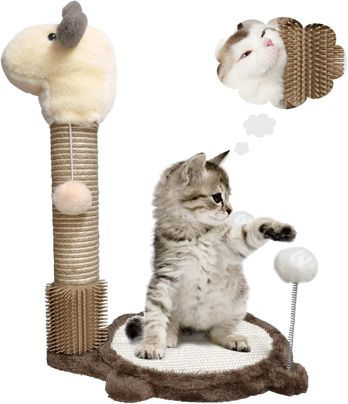 Arkham Pet 19” 4 in 1 Cat Scratching Post with Cat Scratcher Mat for Small Cats, Cat Scratching Posts for Indoor Cats with Cat Self…